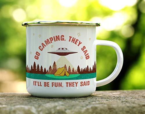 웃긴 UFO 외계인 외계인 초자연적 인 에나멜 캠프 파이어 머그 야외 캠핑 커피 컵 별 우주 자연 하이킹 캠프 579217 미국출고 캠핑컵