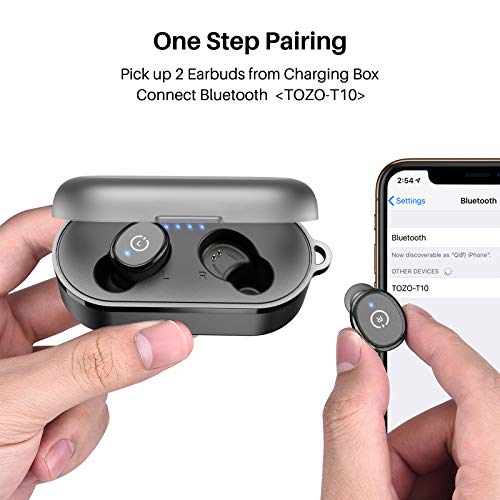 TOZO T10 Bluetooth 5.0 무선 이어버드 무선 충전 케이스 포함 IPX8 방수 스테레오 헤드폰 이어폰 내장 마이크 헤드셋 579693 미국출고 이어폰