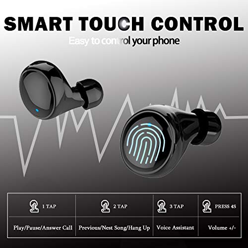True Wireless Earbuds 터치 컨트롤이 있는 Bluetooth 5.0 헤드폰 소음 차단 이어폰 IPX8 방수 Bluetooth 헤드폰 이어폰 579730 미국출고 이어폰