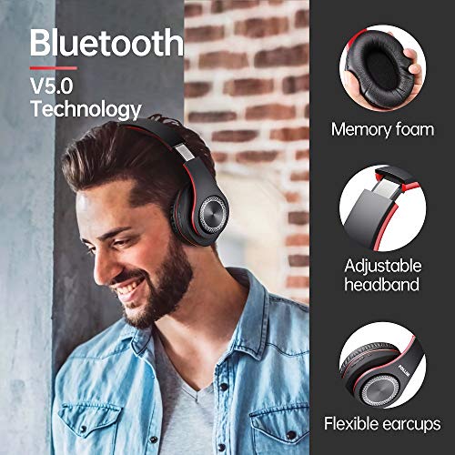 Bluetooth 헤드폰 오버 이어 깊은 베이스 부드러운 메모리 단백질 귀마개 및 iPhone Android 579790 미국출고 이어폰