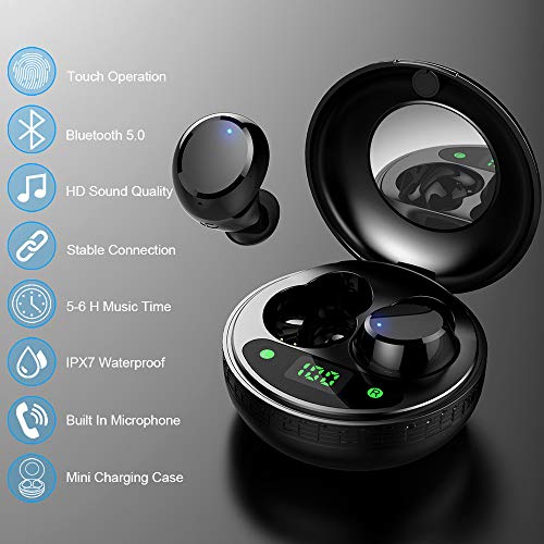 MuGo 무선 이어 버드 몰입 형 사운드가있는 Bluetooth 헤드폰 무선 이어폰 마이크가있는 Bluetooth 5.0 579792 미국출고 이어폰