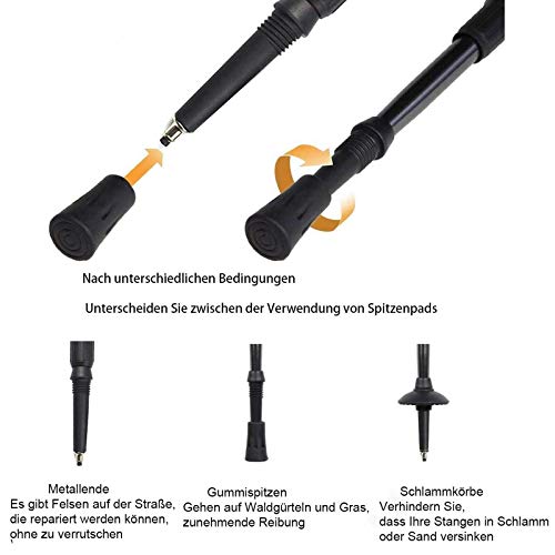 노르딕워킹 스틱 등산 독일 일반 트레킹스틱 2세트 하이킹스틱 65 135cm 접이식 고품질 초경량 충격 흡수-583238