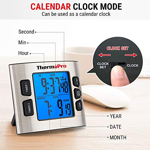 TM02 디지털 주방 듀얼 카운트다운 스톱 자석 조절식 요란한 알람 및 백라이트 LCD 587257 미국 타이머 시계