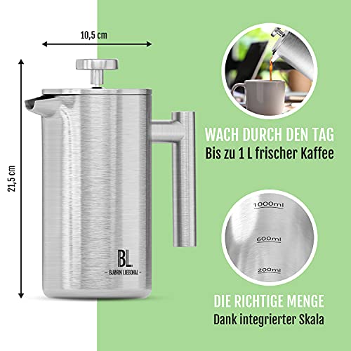 프렌치프레스 독일 스텐 프리미엄 1리터 보온 효과 식기세척기 사용가능 588962 커피메이커