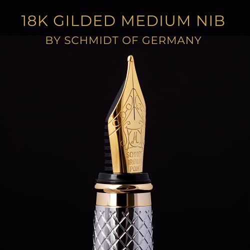 Scriveiner 실버 크롬 24K 골드 마감의 멋진 럭셔리 펜 Schmidt 18K 도금 펜촉 595920 미국 만년필