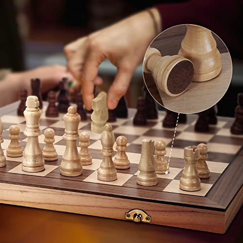 체스 세트, 나무로 된 체스 접을 수 있는 마그네틱 체스 및 조각 15개 596112 미국 보드게임