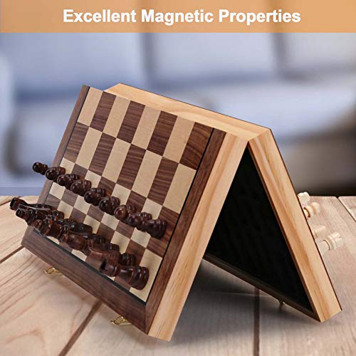 체스 세트, 나무로 된 체스 접을 수 있는 마그네틱 체스 및 조각 15개 596112 미국 보드게임