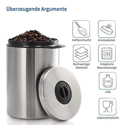 차보관함 티박스 독일 커피콩 1kg용 커피스쿱 밀폐형 커피통 차 코코아 파스타용 용기-599327