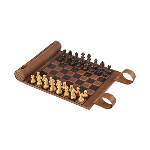 독일 Melia Games Rolling Chess 최고급 빈티지 정품 가죽 수제 나무 체스 -600696
