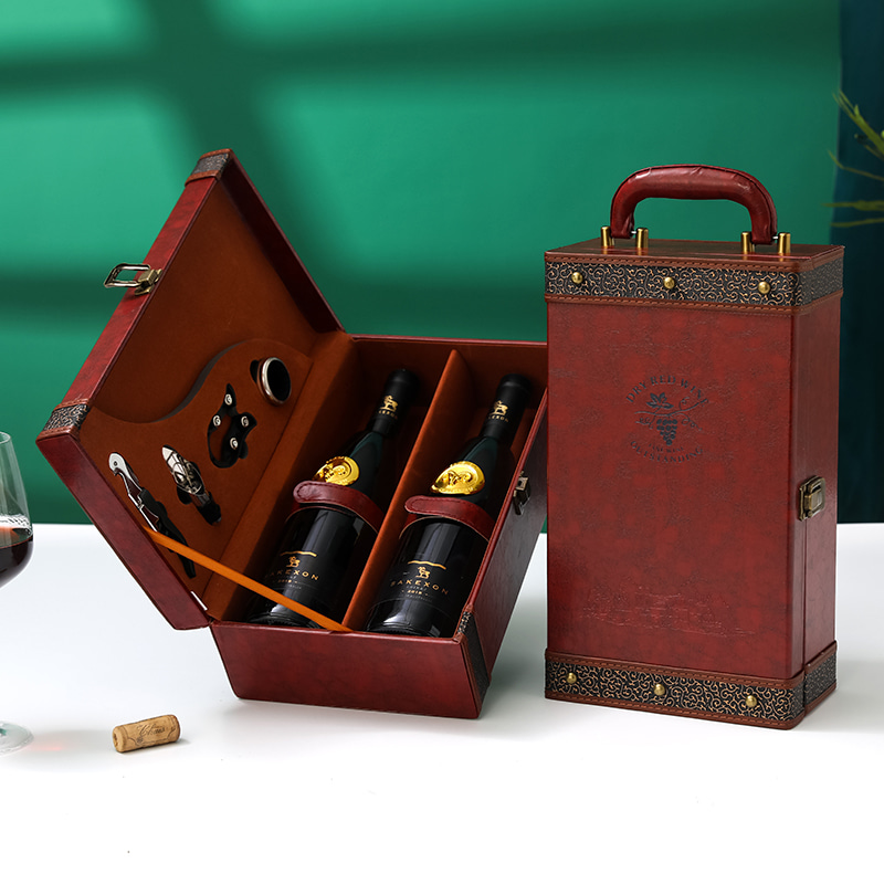 와인 포장 박스 고급 와인 포장 선물세트 더블 박스 포장 와인 가죽 케이스-602815
