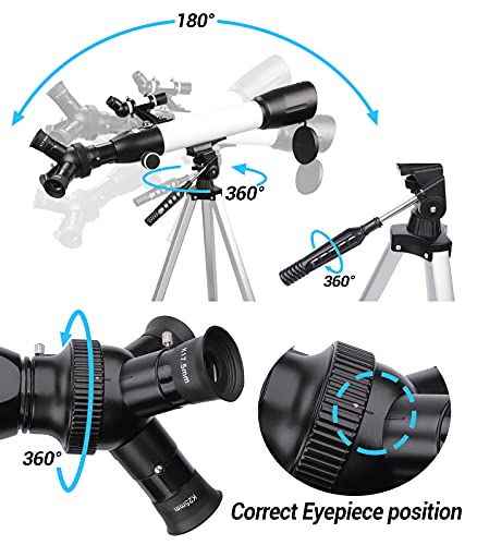 20X167X HD 60mm 조리개 500mm AZ 마운트 굴절 조절식 삼각대 포함 휴대 전화 어댑터 나일론 가방 603420 미국 천체 망원경 천문 별자리