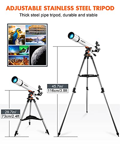 BOBLOV 700mm 초점 길이 70mm 조리개 유리 코팅 굴절 조절 가능한 스테인리스 스틸 삼각대 프로 아마추어 603459 미국 천체 망원경 천문 별자리