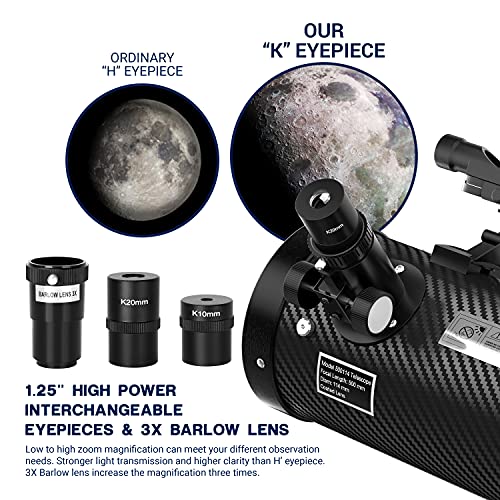 ESSLNB 반사 114AZ 셔터 컨트롤 포함 마운트 500mm 학 초보자 500mm 폰 어댑터 3X 바로우 렌즈 및 달 필터 포함 603482 미국 천체 망원경 천문 별자리