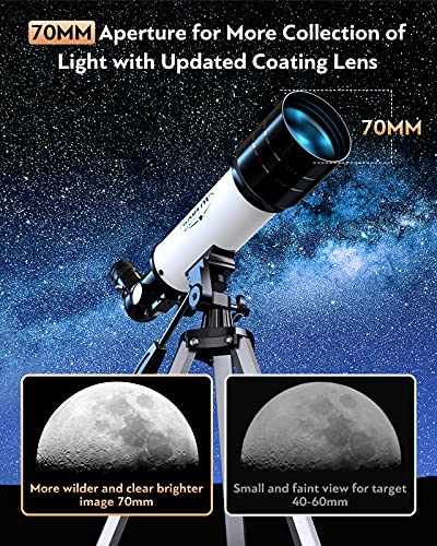 BOBLOV 굴절 70mm 조리개 400mm 초점 거리 밝은 달 이미지 휴대 가방 포함 603490 미국 천체 망원경 천문 별자리