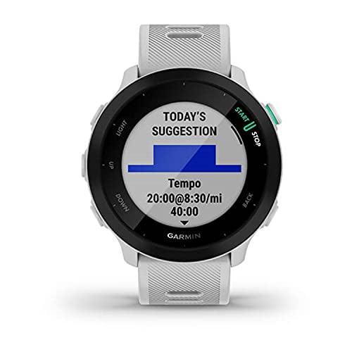 가민의 Forrunner 55 GPS 러닝 워치 일일 권장 운동 포함 최대 2주 배터리 수명 화이트 605060 미국 시계