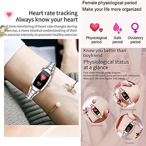 여성용 스마트워치 IP68 혈압 심박수 모니터 알림 iOS 안드로이드폰용 605116 미국 시계