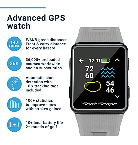 샷 스코프 V3 GPS 골프 워치 자동 샷 추적 스트로크 획득 iOS 및 안드로이드 605253 미국 시계