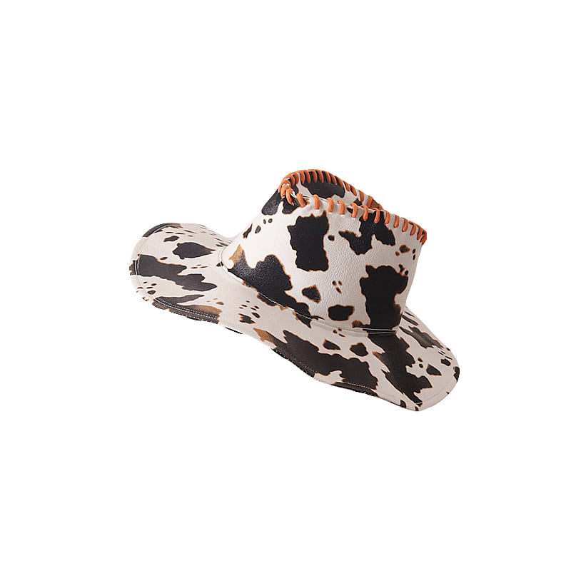 카우보이 모자 소품 서부 젖소무늬 빈티지 챙모자 중절모 기사 바캉스-605528