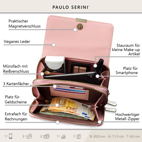 PAULO SERINI 숄더백 비건 가죽을 휴대폰 가방 스몰 크로스백 핸드백 독일발송