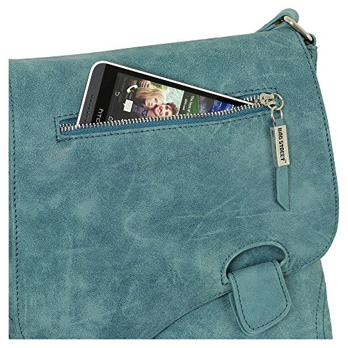 Ledershop24 선물 세트 핸드백 숄더백 스웨이드 빈티지 래치 포함 컬러 블루