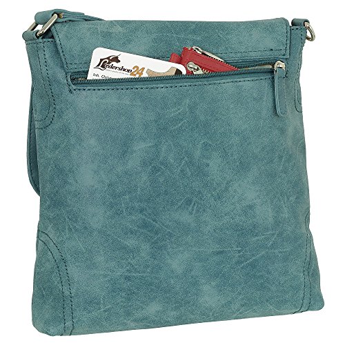 Ledershop24 선물 세트 핸드백 숄더백 스웨이드 빈티지 래치 포함 컬러 블루