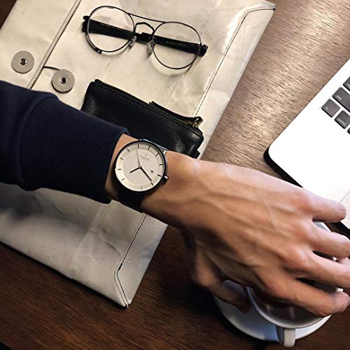 노드그린 스칸디나비아 디자인 시계 쿼츠 실버 화이트 손목시계-610757