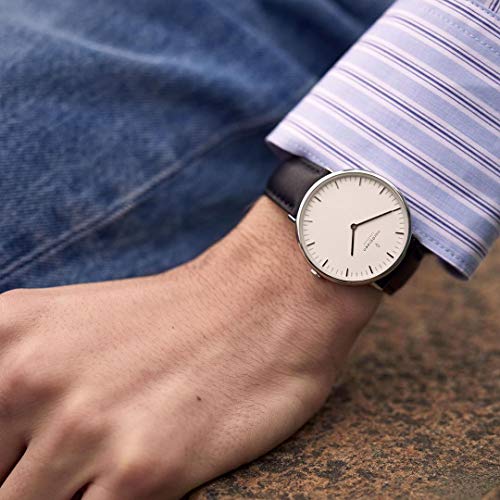 노드그린 스칸디나비아 디자인 시계 쿼츠 실버 화이트 손목시계-610759