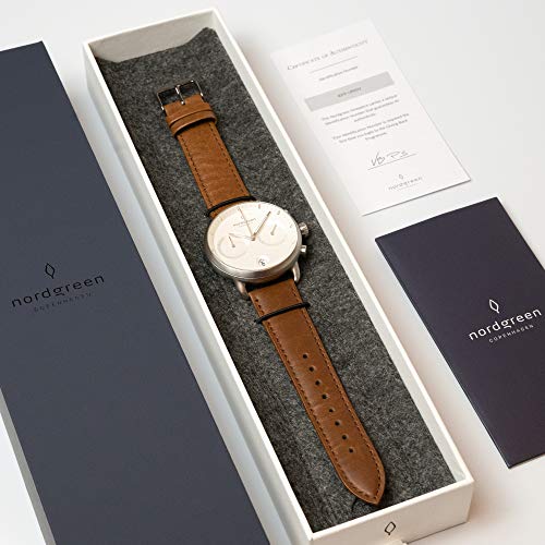 노드그린 스칸디나비아 디자인 시계 쿼츠 실버 브라운 손목시계-610763