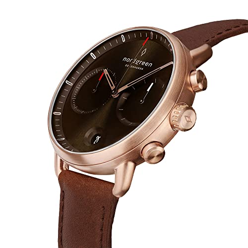 노드그린 스칸디나비아 디자인 쿼츠 로즈 골드 시계 블랙 손목시계-610784