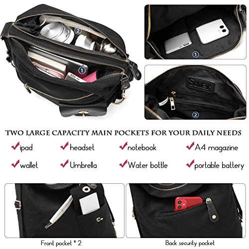 독일 백팩 Suweir 캔버스 숄더백 대형 핸드백 가방 여성 2in1 여행 블랙-611514