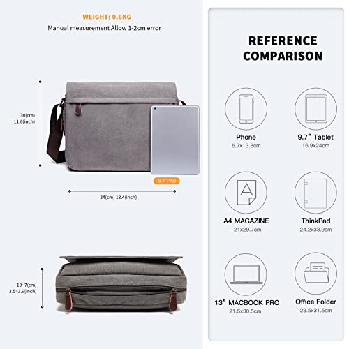 독일 가방 Kono 메신저백 캔버스 노트북 숄더 백 13 인치 방수 학교 가방