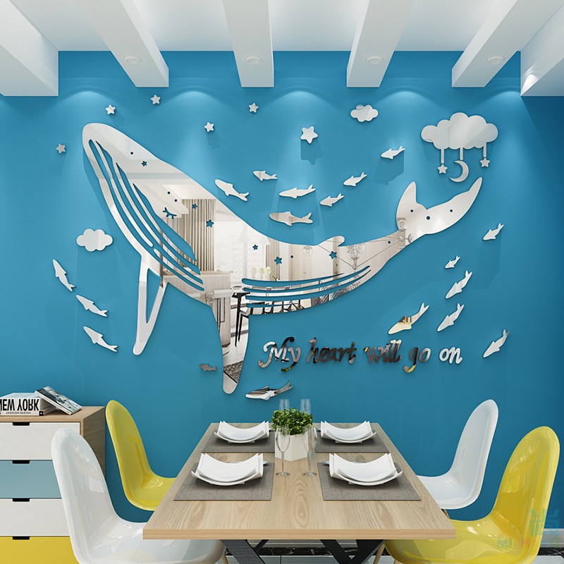 고래 장식 개성 벽 스티커 거실 식당 배경 벽 3d 입체 북유럽풍-615770