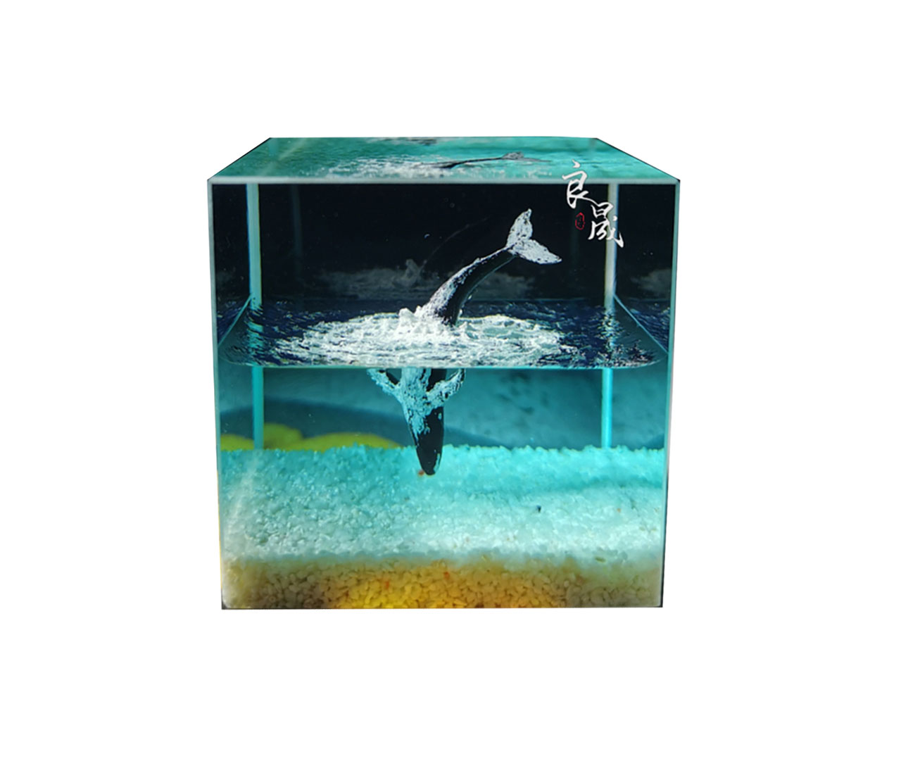 고래 장식 크리스탈 큐브 야광 모형 경관 생일선물 테이블-615781
