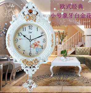 인테리어 인기 예쁜 벽시계 캉바스 징잉 괘종 유럽식 레트로 전원 석영종예-503113