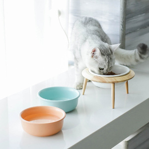 반려동물 고급 식기 스탠드 고양이 그릇 도자기 고양이 식량 그릇 강아지 그릇 보호 목보호-514747