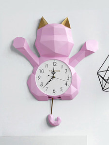 고양이 벽시계북유럽 현대 괘종 거실의 개성 있는 아이디어는 재물을 끌어모으는 귀여운 고양이 정음 시계가-519612