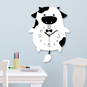 캐릭터 동물 벽시계캐릭터 팬더 젓소 거실 흔들 벽시계 사랑스런 가정용 시계 침실 -520080