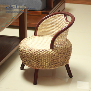 라탄 스툴 건강 의자 등나무로 만든 낮은 의자와 둥근 의자, 가정용 캐주얼 의자, 거실이 둥글다.-520439