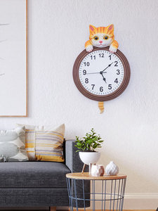 고양이 벽시계크리에이티브 벽시계 가정용 거실 아트 장식 패션 벽걸이 개성 캣츠-519642