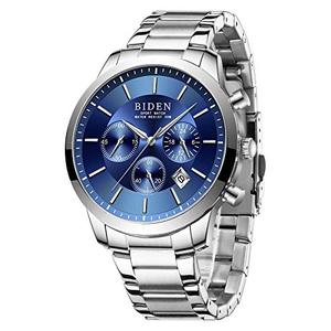 Watch,남성 시계,Sport Casual Fashion Business Wrist Watch,Stainless Steel 방수 Silver Multifunctional Chronograph -53811 미국출고 -538118