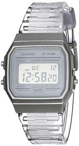 레진 스트랩이있는 카시오 손목시계 쿼츠 시계, 그레이, 20 (모델 - F-91WS-8CF) 미국출고 -564418