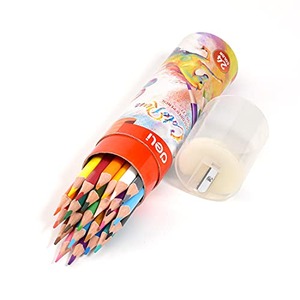 Deli 24 색연필 세트, 드로잉, 페인팅 및 스케치 용 샤프너가있는 컬러링 연필, 보관 튜브가있는 미리 깎인 생생한 연필, 학생, 교사, 성인용 쉬운 컬러링 북 미국출고 -564305