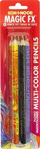 Koh-I-Noor Magic FX 연필, 5 팩-오리지널, 트로피컬, 네온, 아메리카 및 파이어 (FA3405.5BC) 미국출고 -564341