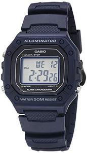 카시오 손목시계 남성용 클래식 스테인리스 스틸 쿼츠 시계 , 블루, 21.1 (모델 - W-218H-2AVCF) 미국출고 -564451