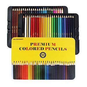 SKKSTATIONERY 50Pcs 색연필, 50 가지 생생한 컬러, 주석 포장, 스케치 용 연필 드로잉, 예술, 색칠 공부 미국출고 -564312