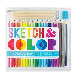 Sketch &amp; Color-색연필 24 개, 그래파이트 연필 3 개 &amp; 샤프너 1 개 미국출고 -564306