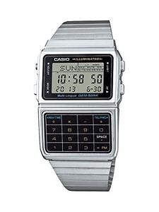 카시오 손목시계 남성용 DATABANK 디지털 시계, 스테인리스 스틸 스트랩, 실버 톤, 22 (모델 - DBC611-1VT) 미국출고 -564412