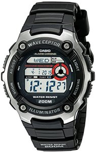 카시오 손목시계 Wave Ceptor Quartz Watch with Resin Strap, Black, 16 (모델 - EAW-WV-200A-1AV) 미국출고 -564517