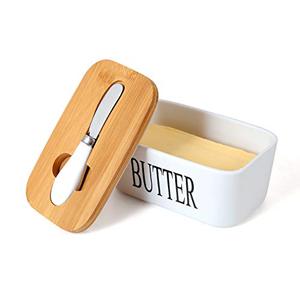 화이트 버터 접시 (뚜껑 포함) 650ml 덮개가있는 버터 요리 수조에 대한 덮은 버터 접시 칼 Fliptop  미국출고-577937