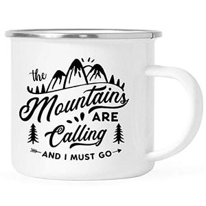 Mountains are Calling And I Must Go 재미있는 캠핑 에나멜 커피 머그 12 Oz Mountain Adventure 여행 컵 579219 미국출고 캠핑컵